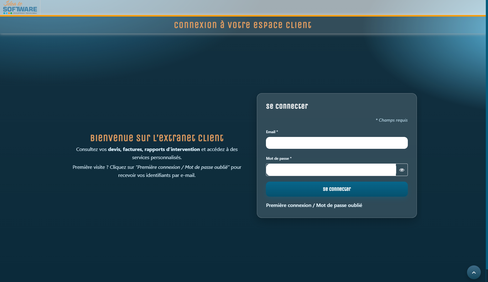 Accueil de l'extranet client