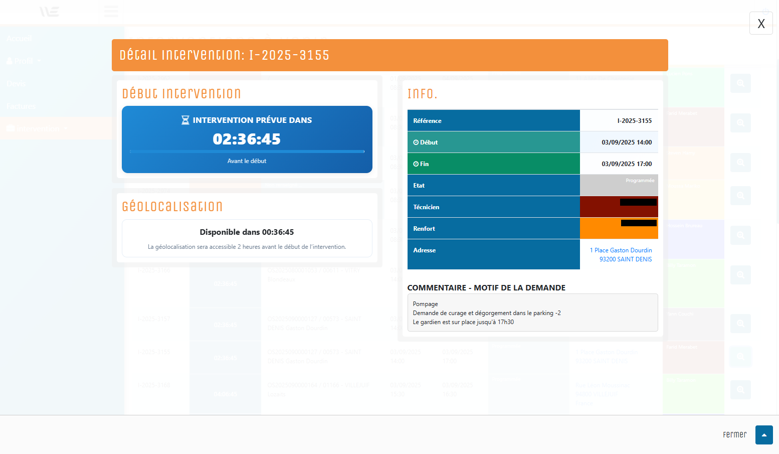 Suivi intervention 1