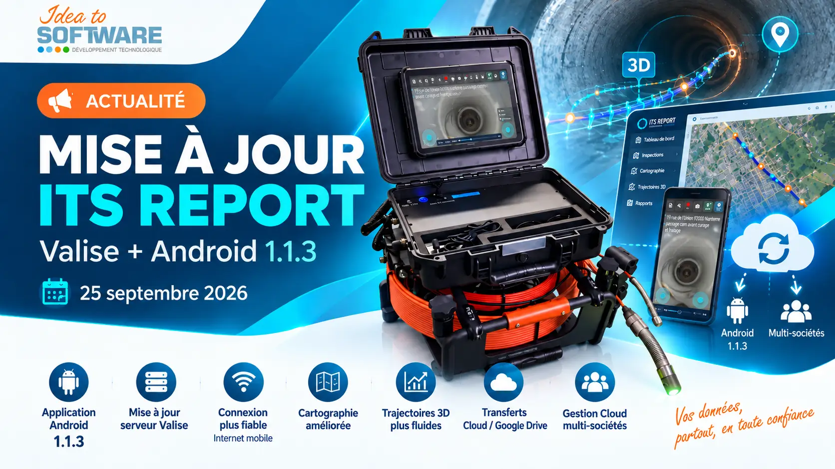 Mise à jour ITS Report On-Premises avec application Android 1.1.3 et nouvelles fonctions de la valise d’inspection
